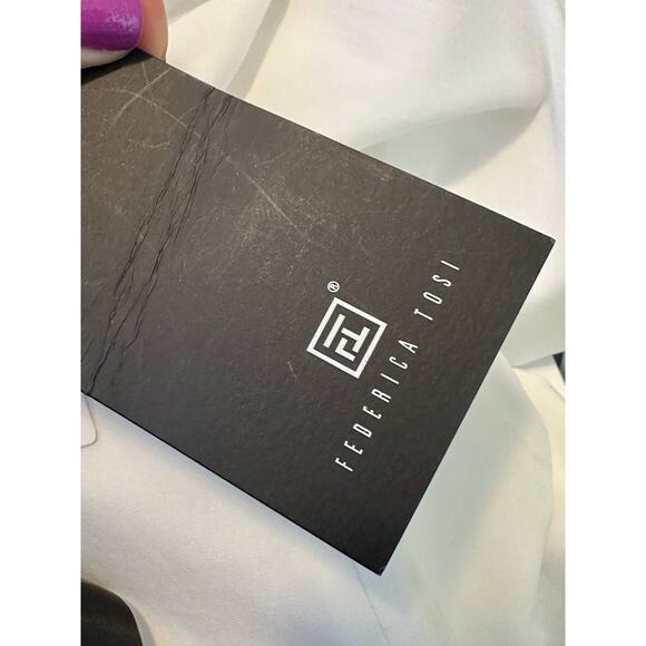 Federica Tosi white puff long sleeves peasant blouse size 46 - Large - Picture 8 of 15